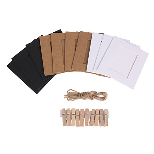 30-Piece Kraft Paper Photo Frame Set with Wooden Clips and Hanging String