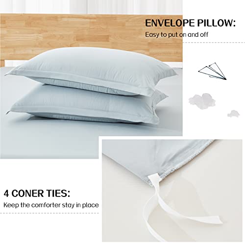 Washed Microfiber Queen Duvet Cover Set with Zipper & Corner Ties