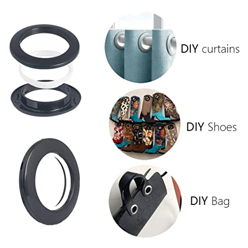 42-Pack 40mm Plastic Curtain Grommets - Low Noise Eyelet Rings, Black