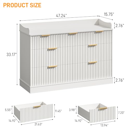 Vabches 7-Drawer Baby Dresser with White Finish, Kids Nursery Storage Organizer