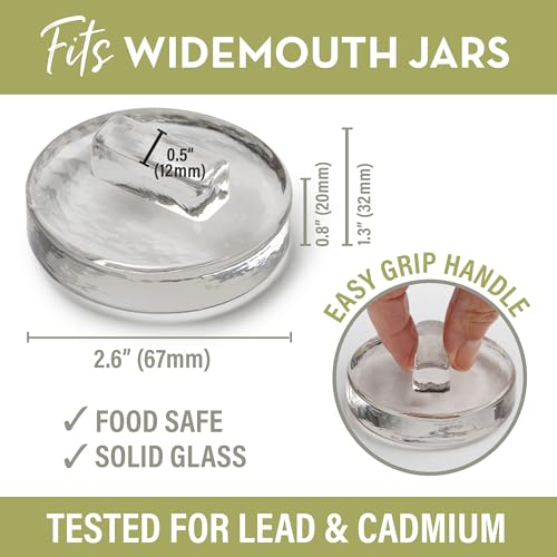 Glass Fermentation Weights with Easy Lift Handles for Wide Mouth Mason Jars 4-Pack