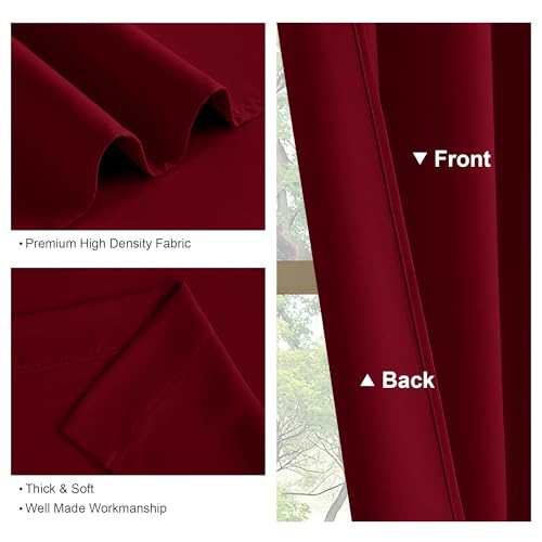 PONY DANCE Burgundy Red Blackout Curtains 42W x 72L (2 Panels) Thermal Insulated Rod Pocket