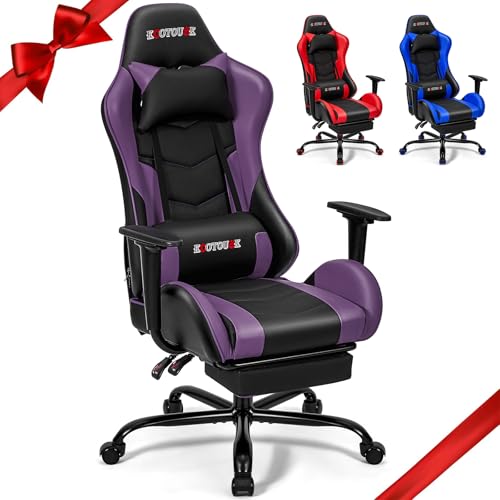 Ergonomic Massage Gaming Chair with Footrest and Lumbar Support