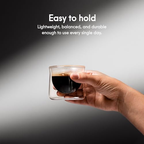FLUR Clear Double-Walled Espresso Glasses Set of 2 – Insulated Borosilicate, Handmade, 3oz