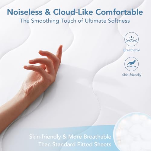 Instant Cool Waterproof Mattress Pad Queen Size - 4-Layer Breathable Protector for Hot Sleepers