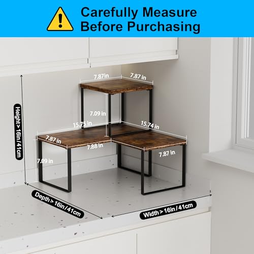 2-Tier Adjustable Countertop Shelf, Kitchen and Bathroom Corner Organizer