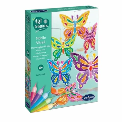 Sentosphère Stained Glass Butterfly Mobile Craft Kit for Kids
