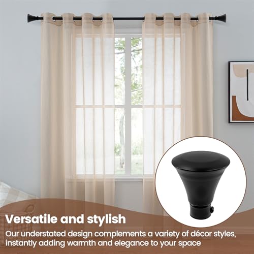 4-Pack Decorative Curtain Rod Finials for 22mm Rods - Black Iron End Caps