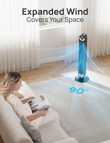 Tower Fan for Bedroom, 42-Inch Quiet Standing Fan with 9 Speeds and 90° Oscillation