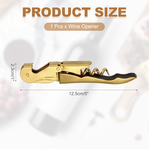 uxcell 5-Inch Gold Stainless Steel Waiter Corkscrew with Double Hinged Bottle Opener