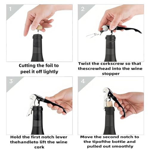 Bayyeskey 3-Pack Waiter's Corkscrew Wine Bottle Opener Set Stainless Steel