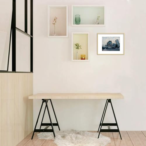 11x14 Gold Aluminum Picture Frame with Real Glass & Removable 8x10 Mat