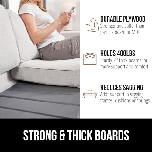 GORILLA GRIP Heavy Duty Couch Cushion Support Board to Fix Sagging Sofas, 23 x 19 Armchair, Thick Plywood Boards Add Strong Seat Supports, Stays in Place, Replacement Stuffing Under Couches, Gray