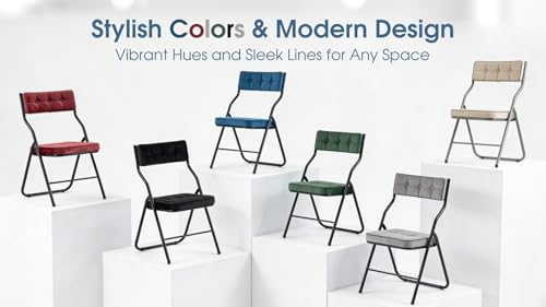 Padded Folding Chairs Set of 4, Heavy Duty Portable Chairs with Cushion
