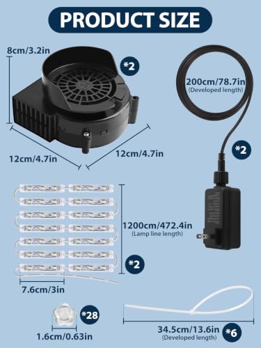 Lorvain 2PCS 2.5A Inflatable Air Blower Replacement Kit with 14-LED Light String