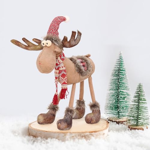 Eforcase Type 07 Christmas Elk Doll - Adjustable-Tall Plush Figurine with Hat