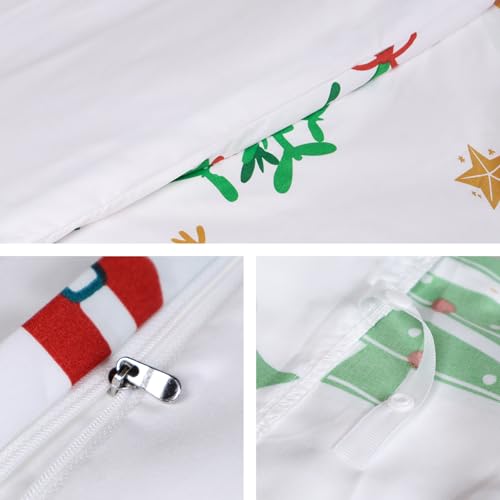 HITIME 100% Polyester Duvet Cover Set - Queen 3pc Christmas Cartoon Print, Lightweight & Breathable