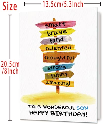 Birthday Greeting Card for Son from Parents with Envelope and Sticker
