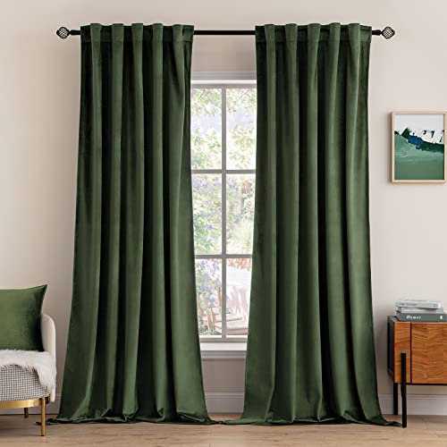Velvet Blackout Curtains 52x84 Inch - 2 Panels Thermal Insulated Window Drapes