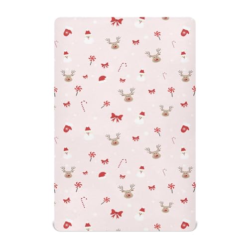 SDMKA Microfiber Crib Sheet 52 x 28 Inch - Soft Breathable Fitted Bedding for Standard Cribs & Toddler Mattresses - Christmas Pattern