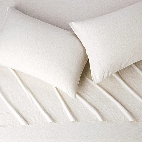 100% Cotton Jersey Knit Queen Bed Sheet Set - Deep Pocket 4-Piece