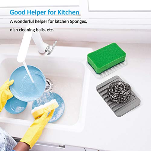 4-Pack Self-Draining Silicone Soap Dish Set for Shower & Kitchen