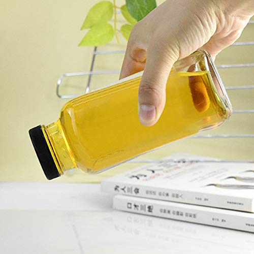 16oz Square Glass Bottles with Airtight Lids - 20 Pack for Beverages