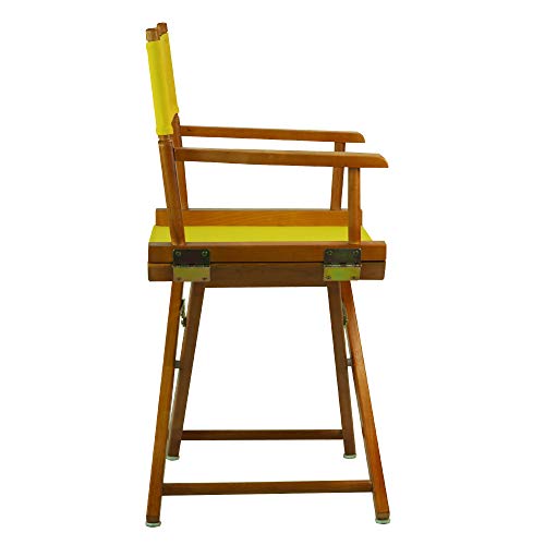 Solid Wood Director's Chair, Foldable Portable Seat with Yellow Canvas