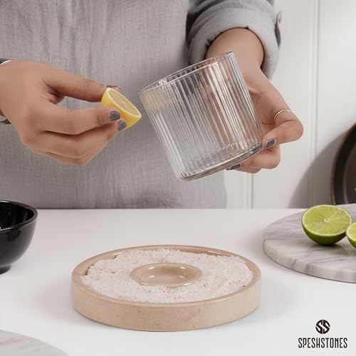 Marble Salt Rimmer Set for Cocktails - 6 Inch Glass Rimmer Tray for Margaritas & Drinks