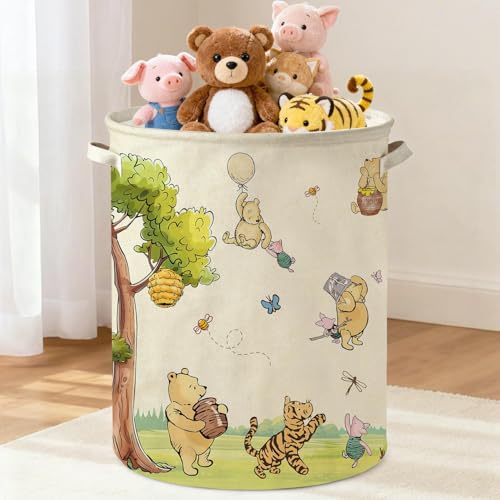 Oval Canvas Baby Laundry Hamper - Waterproof Nursery Storage Basket