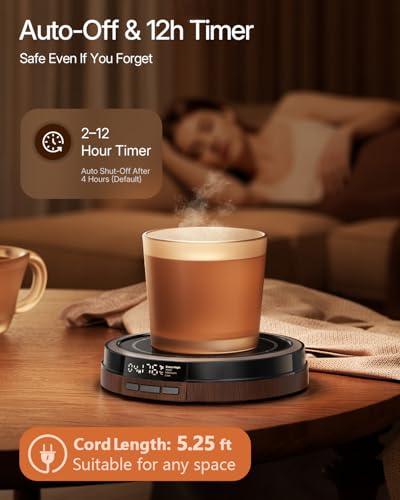 Smart Coffee Mug Warmer for Desk, 50W Cup Warmer with 4 Temps & 12H Timer