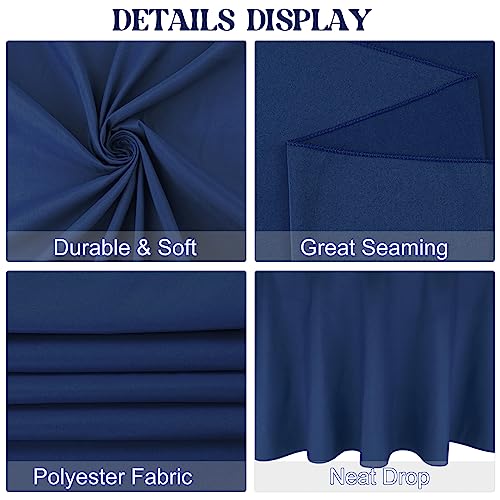 JALANCY 4 Pack Navy Blue 108 Inch Round Polyester Table Covers — Heavy Duty & Spill Resistant