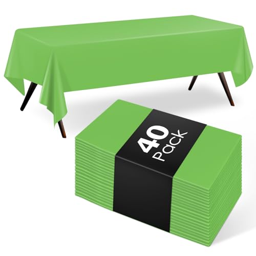 Kongdaoth Lime Green 54x108 Disposable Plastic Tablecloths (40 Pack) Rectangle