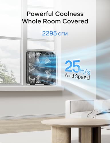 20-Inch 3-Speed Box Fan with 2295 CFM Airflow and Portable Design