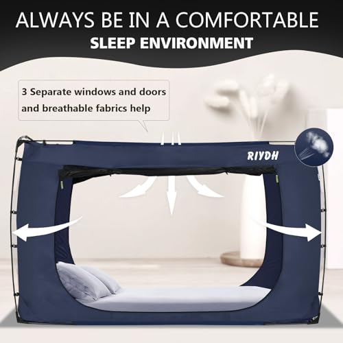 Indoor Privacy Bed Tent Canopy with 3 Doors - 80% Blackout Sleeping Tent