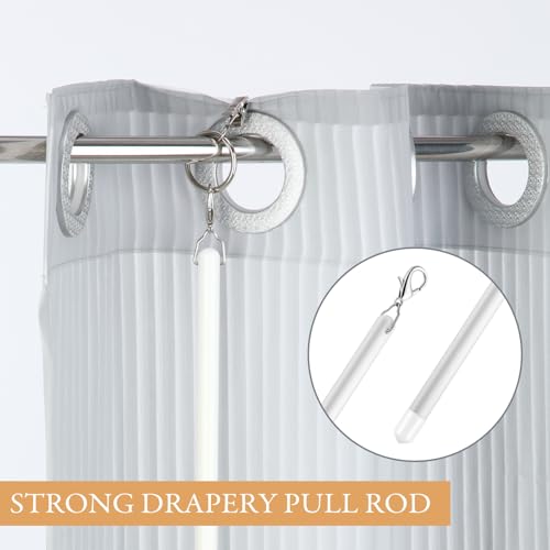 36-Inch Acrylic Curtain Pull Wand Set with Rings and Hooks - 10 Pack