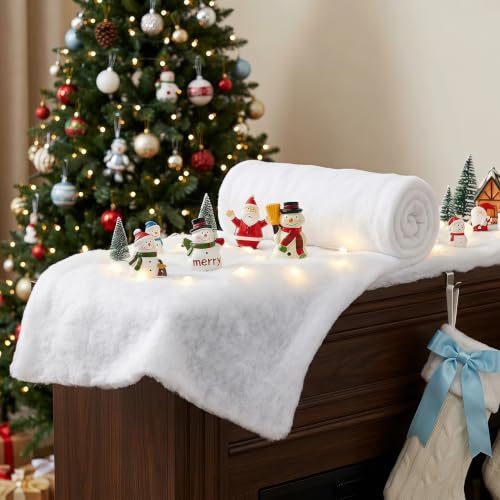 Artificial Snow Blanket Roll 2 Pack - 3' x 8' Fake Snow Cover for Holiday Village