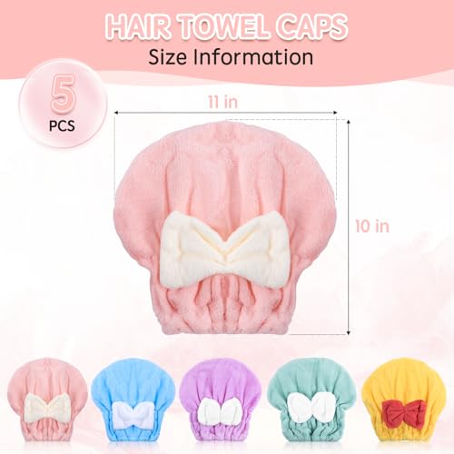 Microfiber Hair Drying Caps 5-Pack - Ultra Absorbent & Soft for All Hair Types