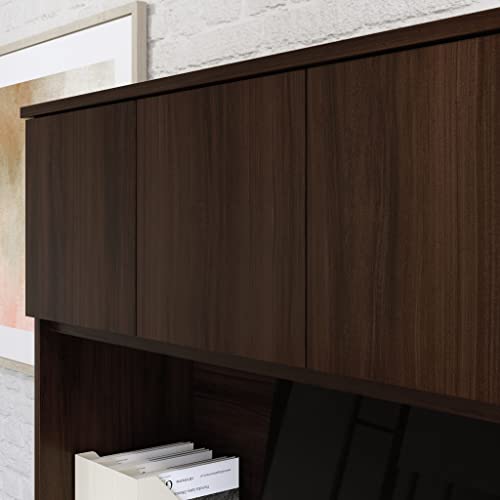 60-Inch Office Desk Hutch with Hidden Storage, Noble Elm Finish