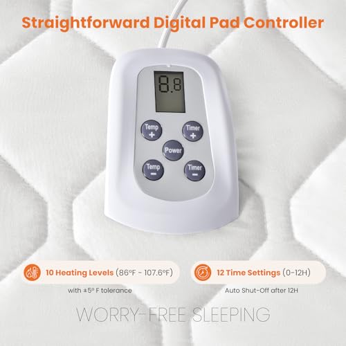 Heated Mattress Pad Queen Size | Dual Zone Electric Bed Warmer