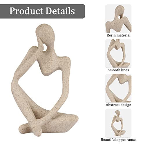 Abstract Thinker Statue, Small Sandstone Resin Sculpture for Home Decor