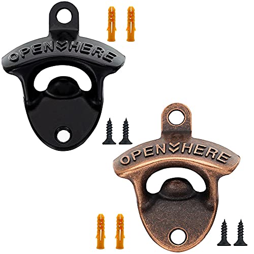LIFULANDIAN Wall Mounted Cast Iron Beer Bottle Opener - Pack of 2