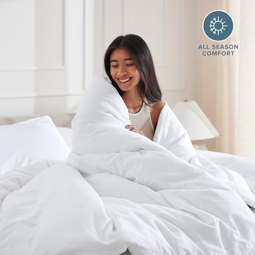 Ultra-Soft Queen Duvet Cover Set - Breathable 3-Piece Bedding (White)