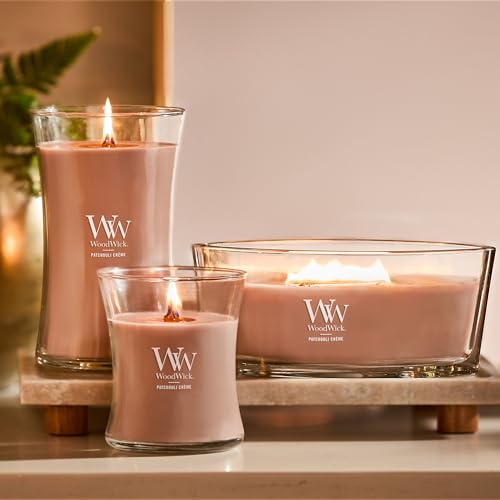 WoodWick Patchouli Cr?me Gifts for Women and Men, 9.7 oz Medium Hourglass Candle with Crackling Wick