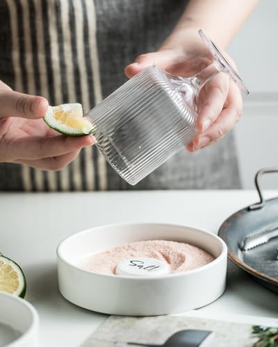 Zoeeker White Margarita Salt Rimmer Set Ceramic Bar Glass Rimmer for Cocktails