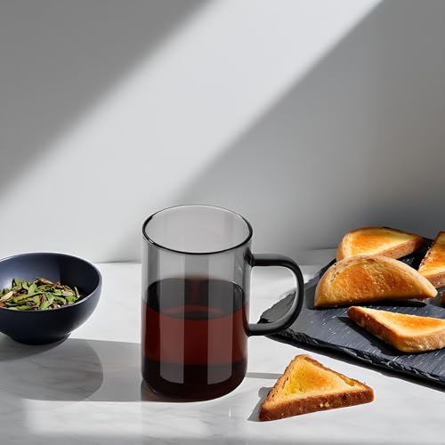 Ecooe 16.9oz Borosilicate Glass Tea Cup with Infuser & Lid - Black 430ml