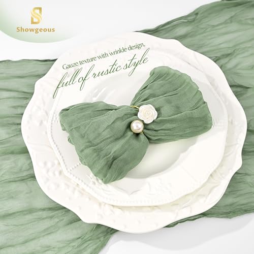 100 Pack Sage Green Cheesecloth Napkins 20"x20" Washable Gauze Table Napkins