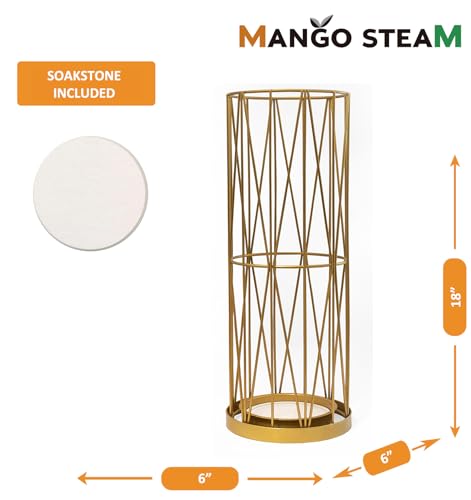 Modern Metal Umbrella Holder with Water-Absorbing Soakstone Tray - Gold
