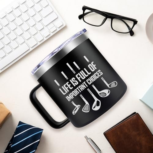 Fufendio Golfer Black Mug – Gift for Dad, Grandpa, Golf Lovers