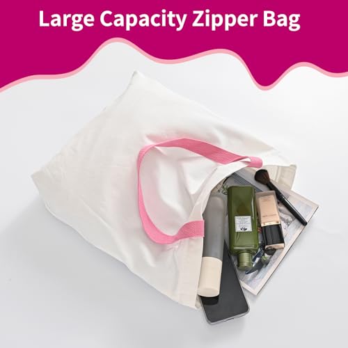 OLSUNOR 10-Pack Multicolor Canvas Tote Bags with Zipper, Reusable Grocery Bags